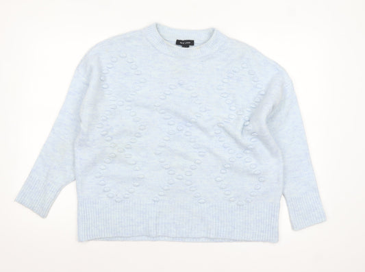 New Look Women's Blue Cable-Knit Crew Neck Jumper M