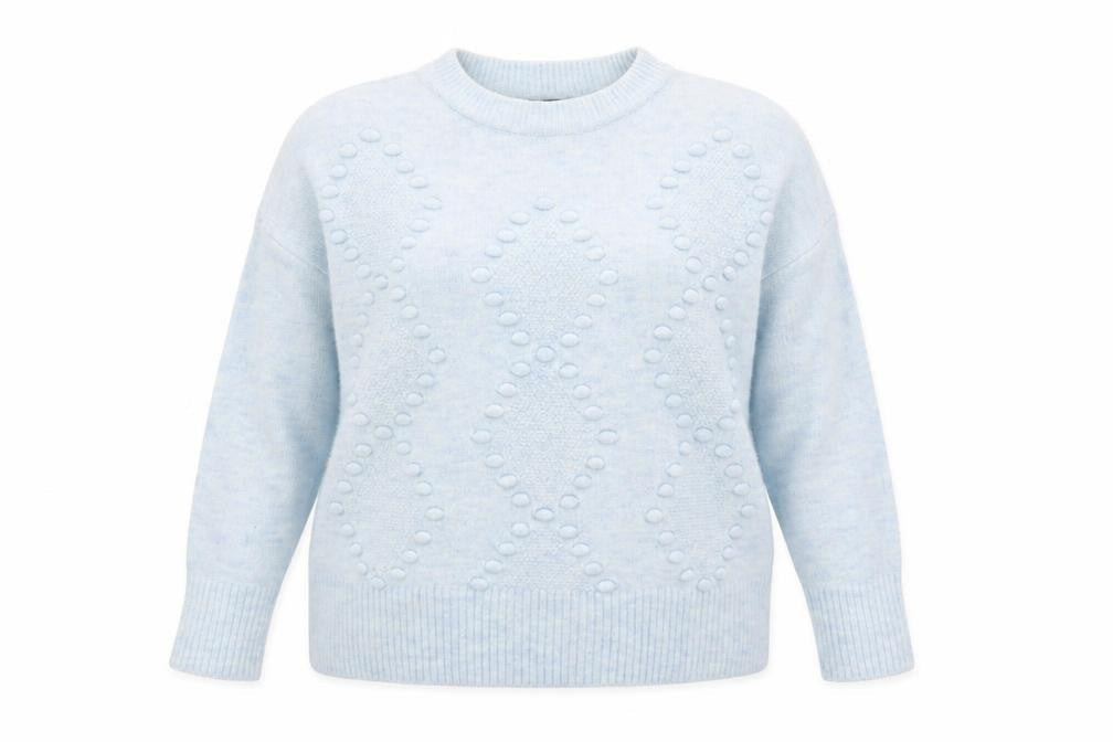New Look Women's Blue Cable-Knit Crew Neck Jumper M