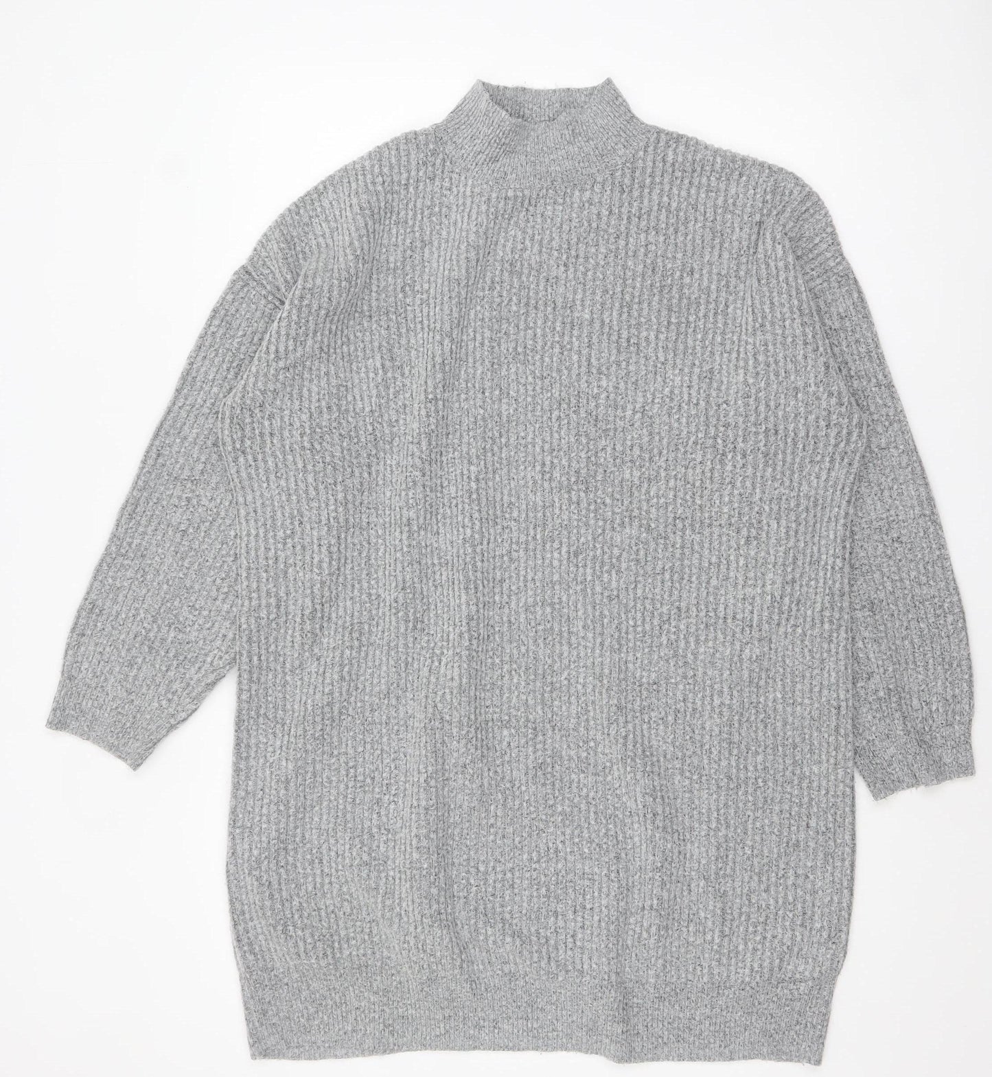 F&F Women’s Grey Mock Neck Long Sleeve Knit Jumper Size 12