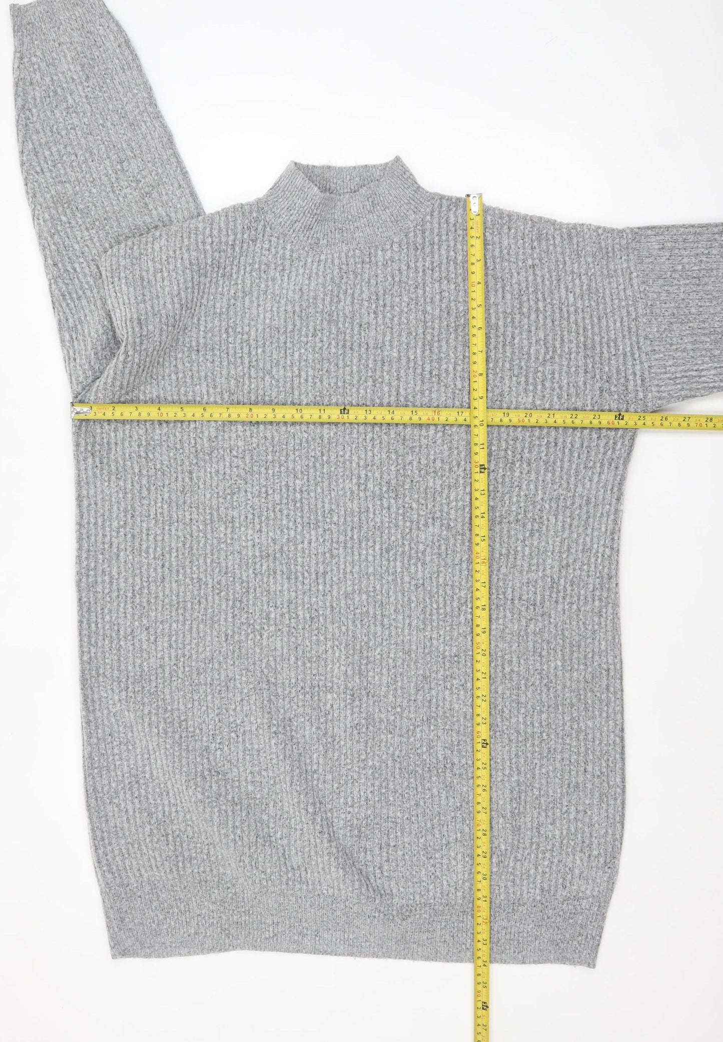 F&F Women’s Grey Mock Neck Long Sleeve Knit Jumper Size 12