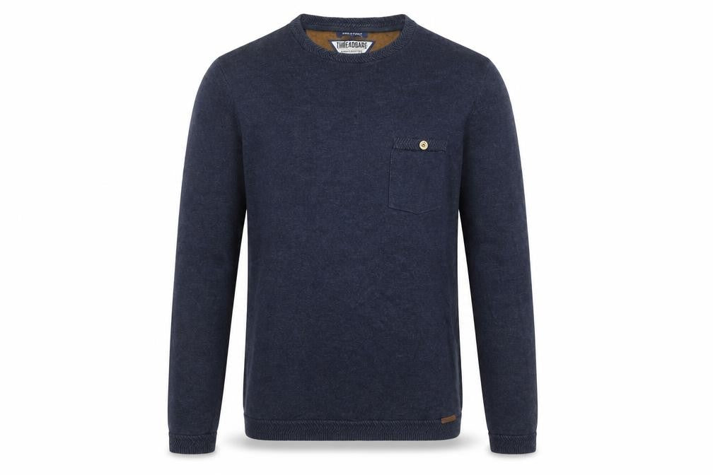Threadbare Men's Blue Cotton Crew Neck Pullover Jumper Size S