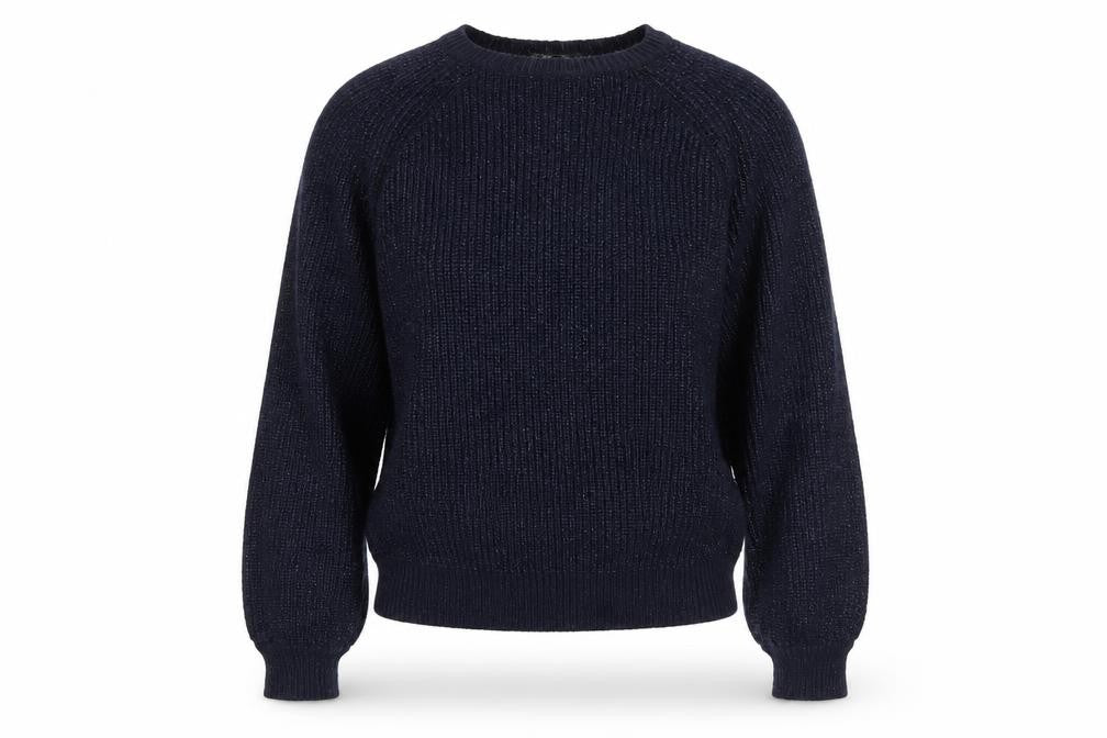 Dorothy Perkins Women's Blue Metallic Knit Crew Neck Pullover Jumper Size 12
