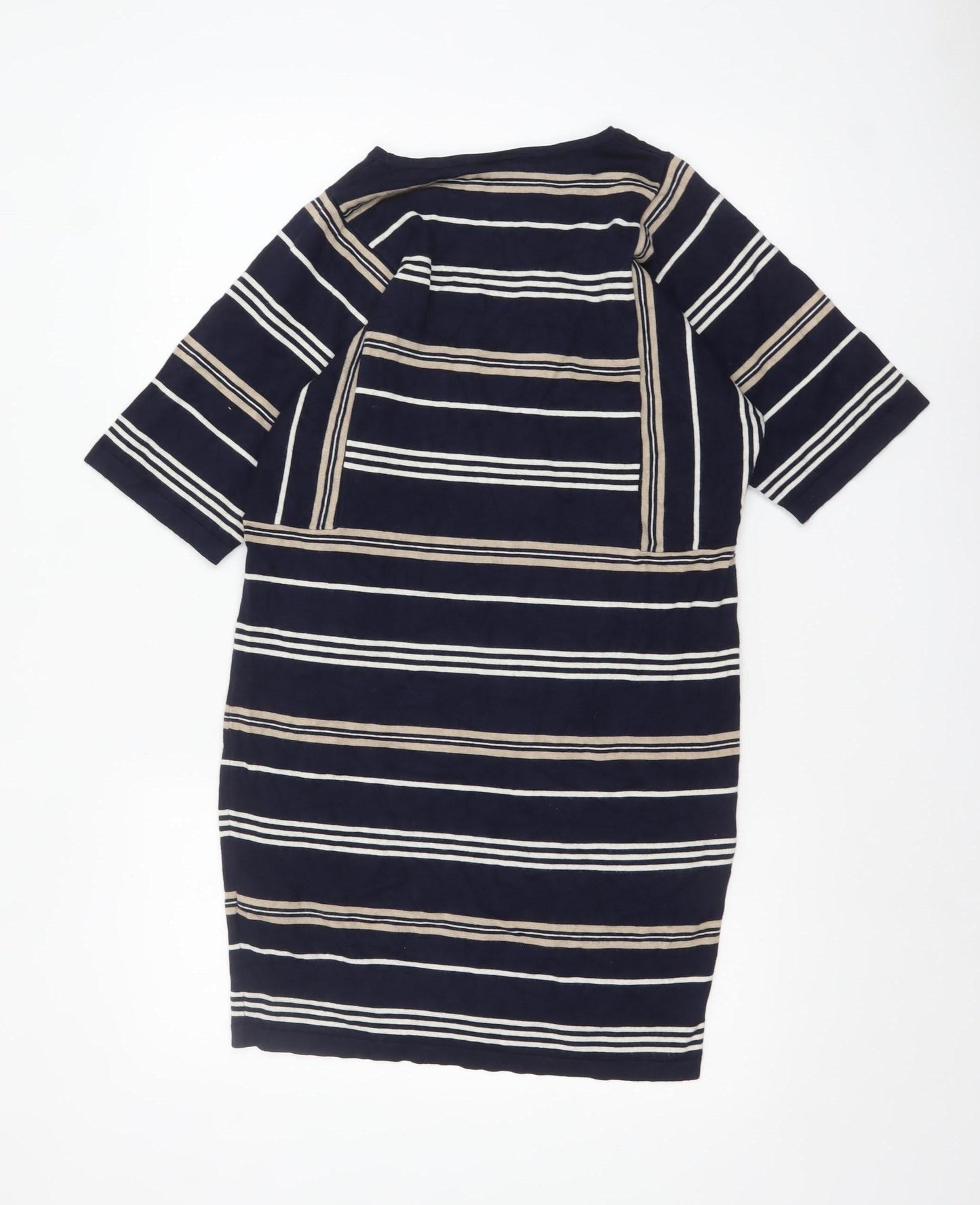 Warehouse Women Blue Striped Knit Shift Dress UK 10