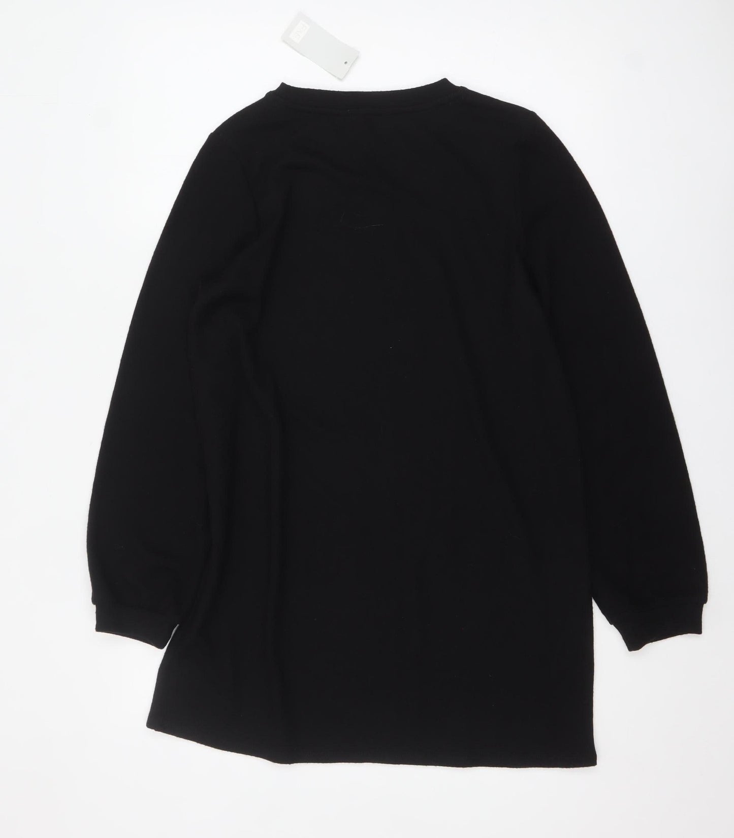 F&F Women’s Black Studded Crew Neck Long Sleeve Pullover Jumper Size 10