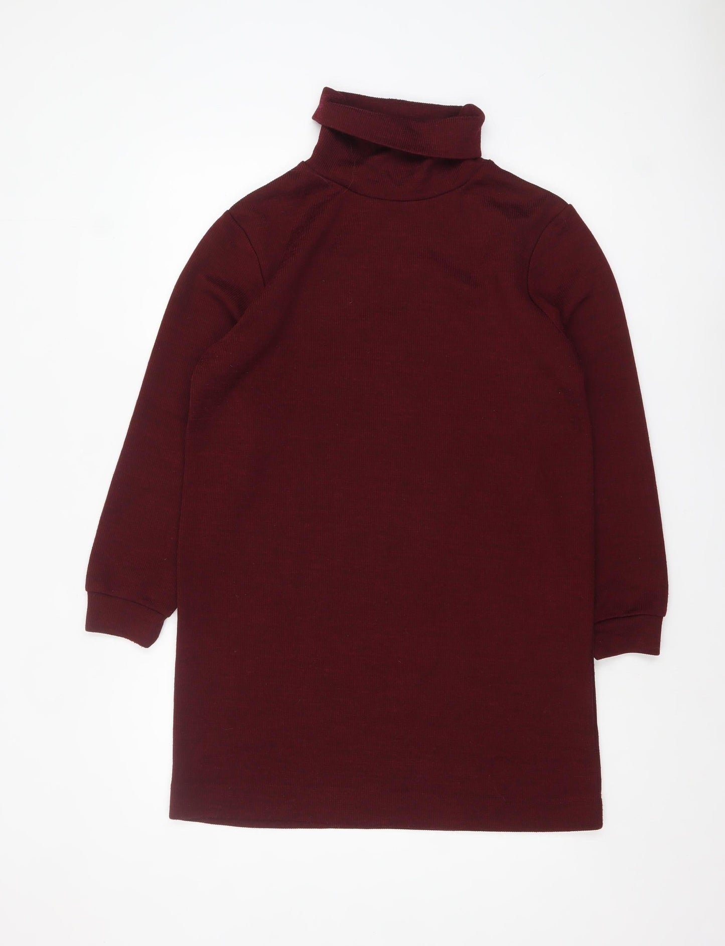 Primark Women’s Red Roll Neck Long Sleeve Bodycon Knit Dress Size 12