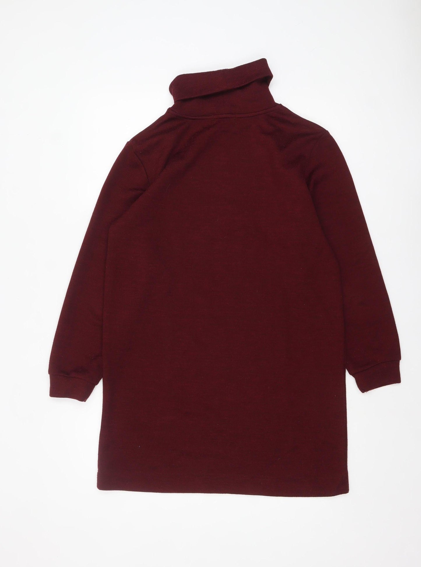 Primark Women’s Red Roll Neck Long Sleeve Bodycon Knit Dress Size 12