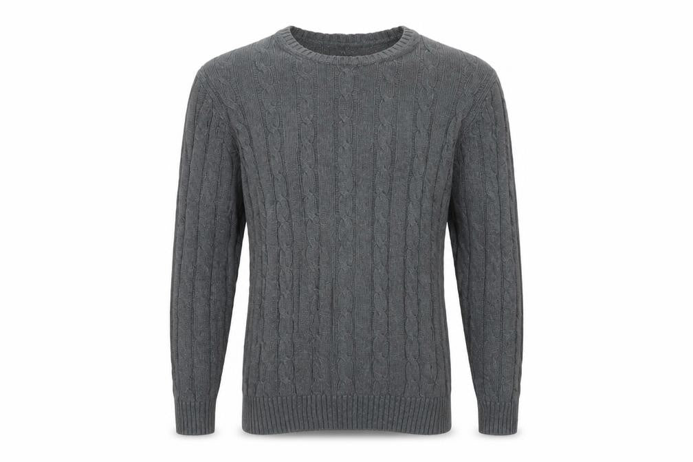 Marks & Spencer Blue Harbour Men's Grey Cable-Knit Cotton Jumper L