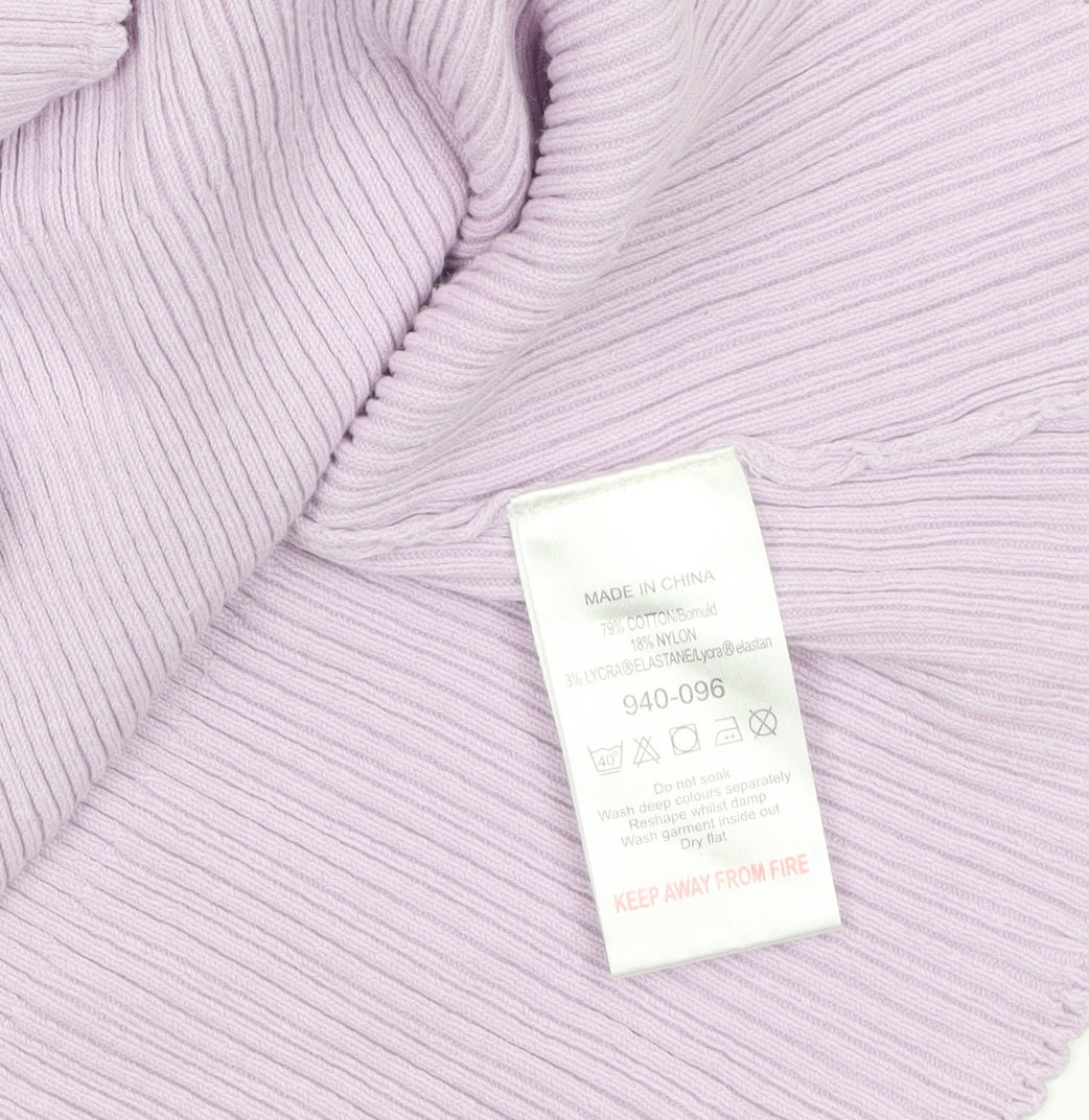 Next Women Purple Wrap Knit Blouse UK 16 Short Sleeve