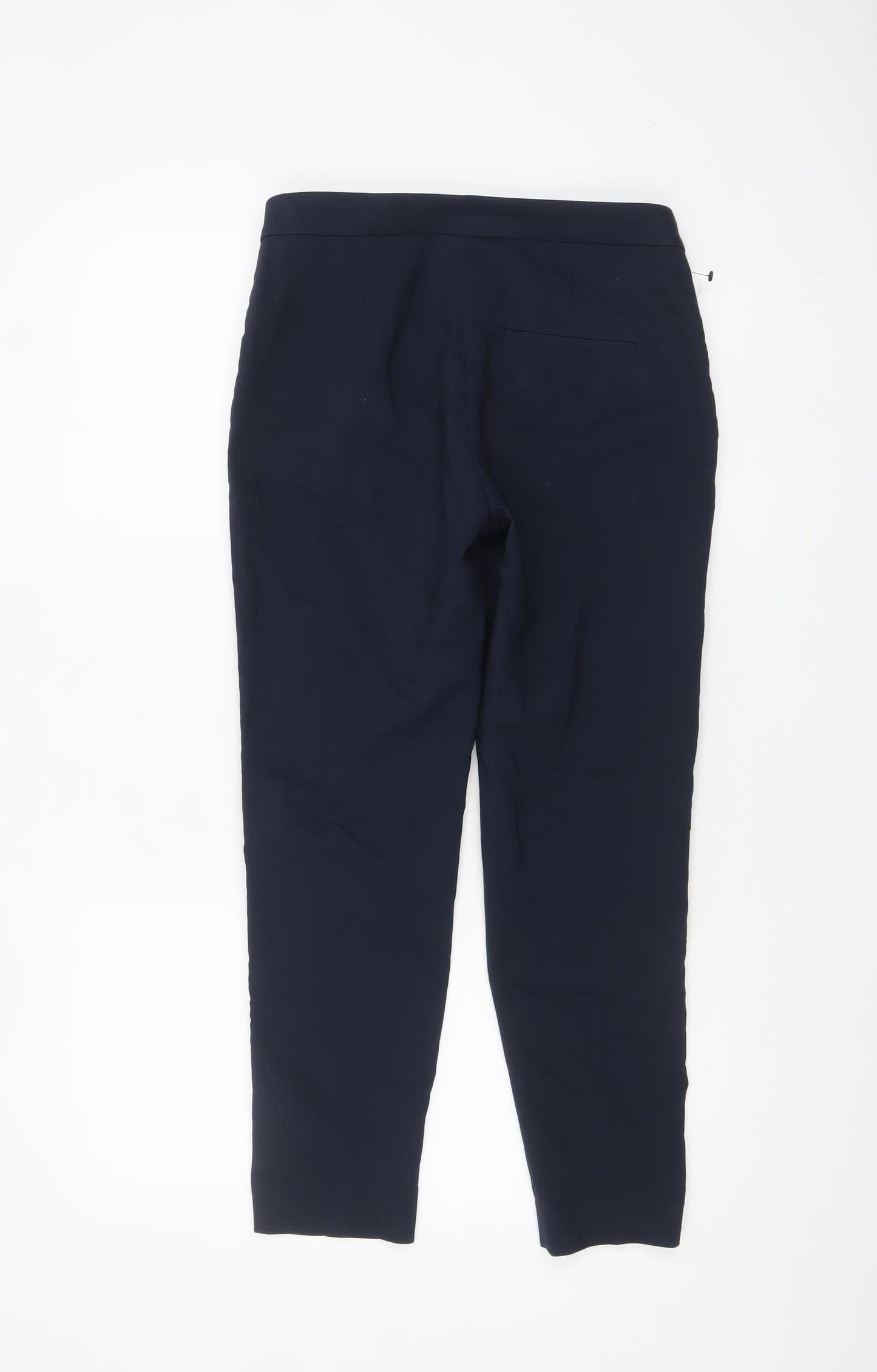 H&M Women's Blue Slim Tapered Cotton Blend Trousers Size 8