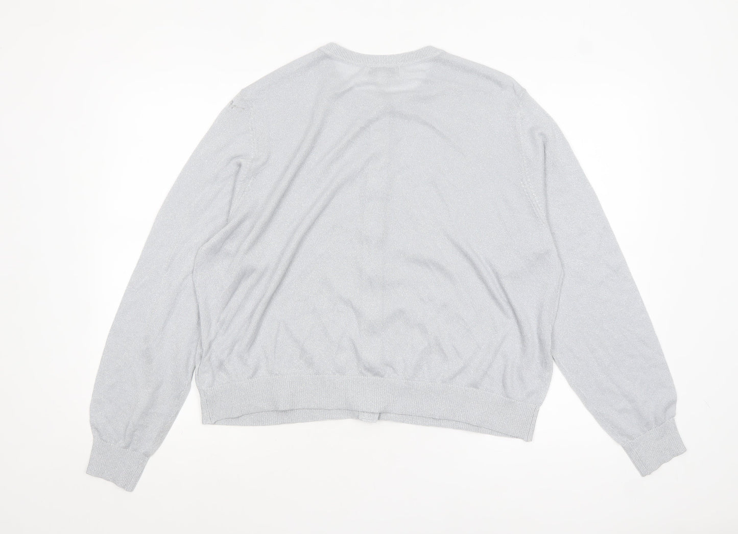 Marks and Spencer Womens Grey Metallic Button Cardigan Size 20