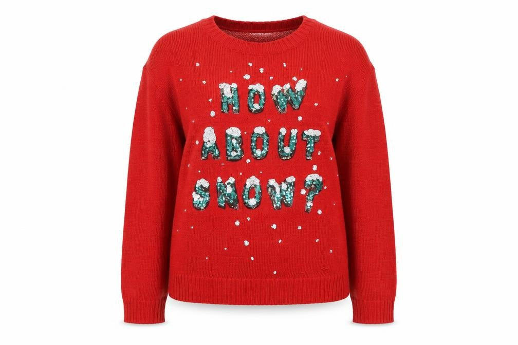H&M Divided Women Red Sequin Christmas Jumper Size 8
