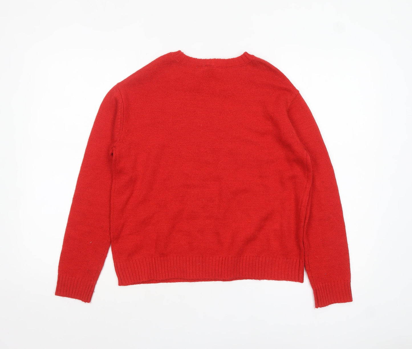 H&M Divided Women Red Sequin Christmas Jumper Size 8