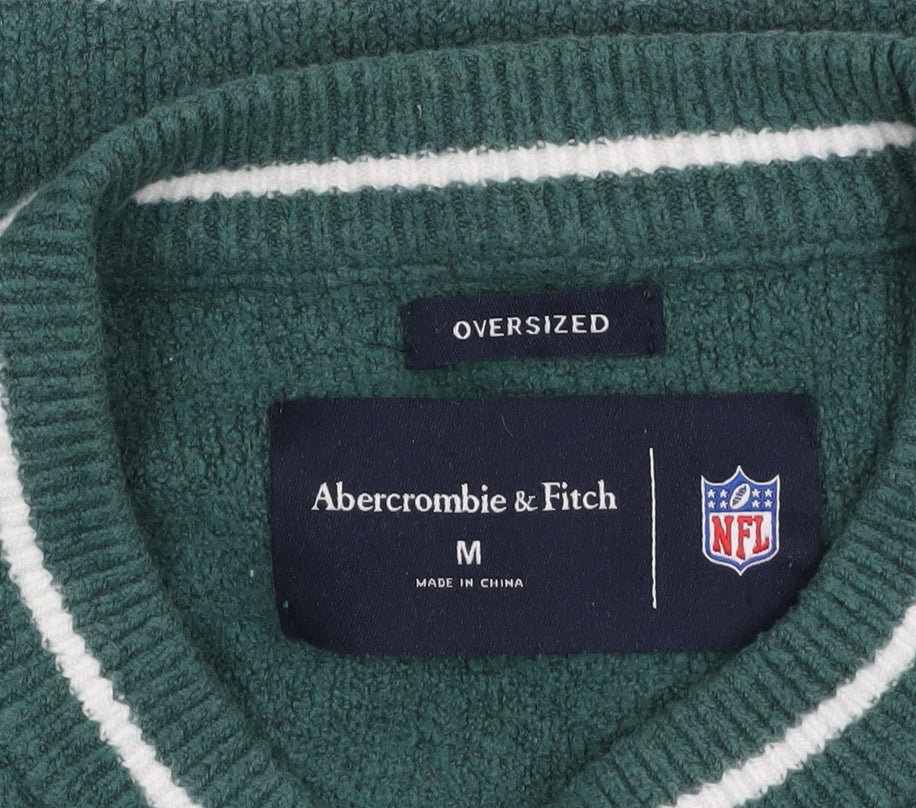 Abercrombie & Fitch Men’s Green Jets Graphic Knit Jumper Size M
