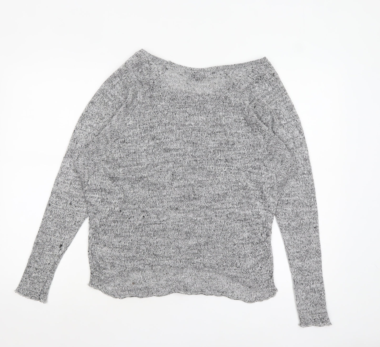 Topshop Women Grey Knit Boat Neck Long Sleeve Pullover Jumper Size 10