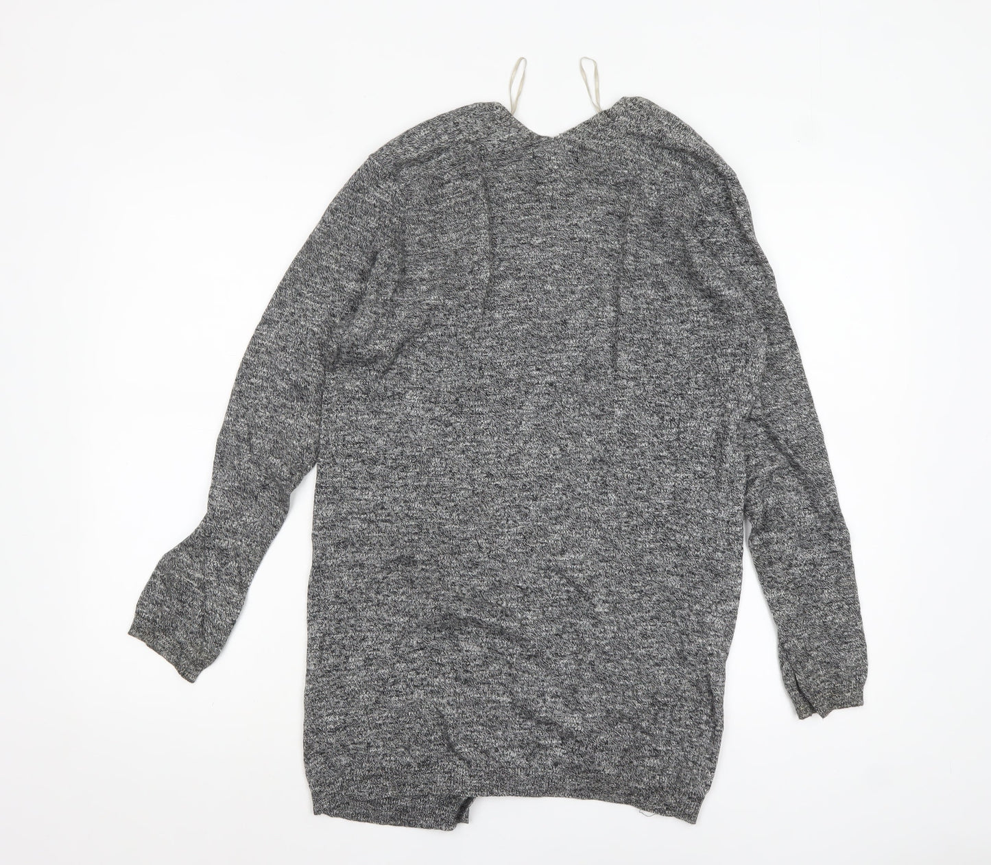 New Look Womens Grey Long Sleeve Open Knit Cotton Cardigan Size 10