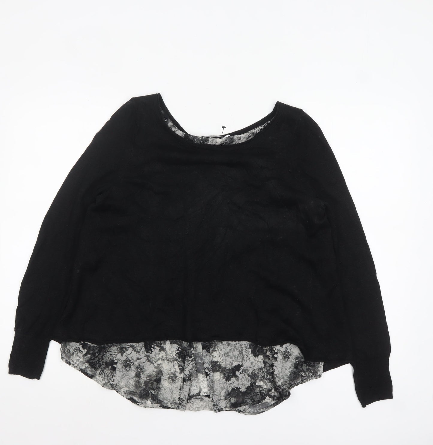 Mint Velvet Womens Black Linen Layered Tunic Blouse Size 12