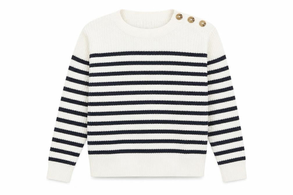 Joe Fresh Women’s White Navy Striped Cotton Knit Jumper Size S