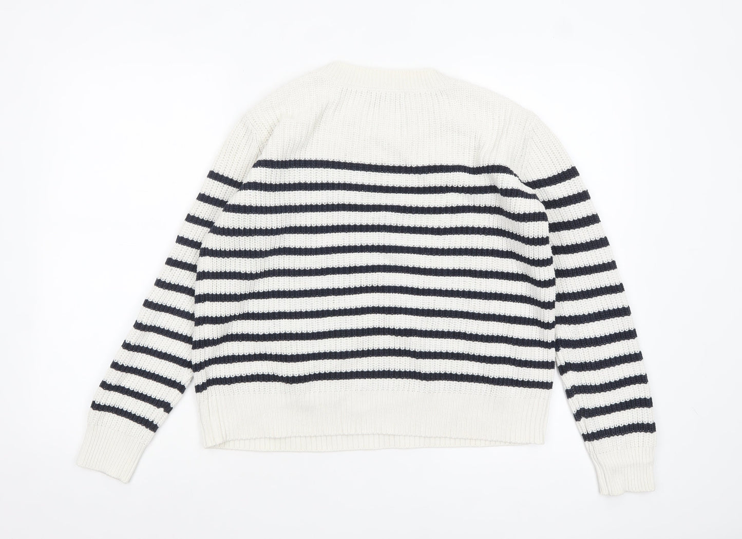 Joe Fresh Women’s White Navy Striped Cotton Knit Jumper Size S