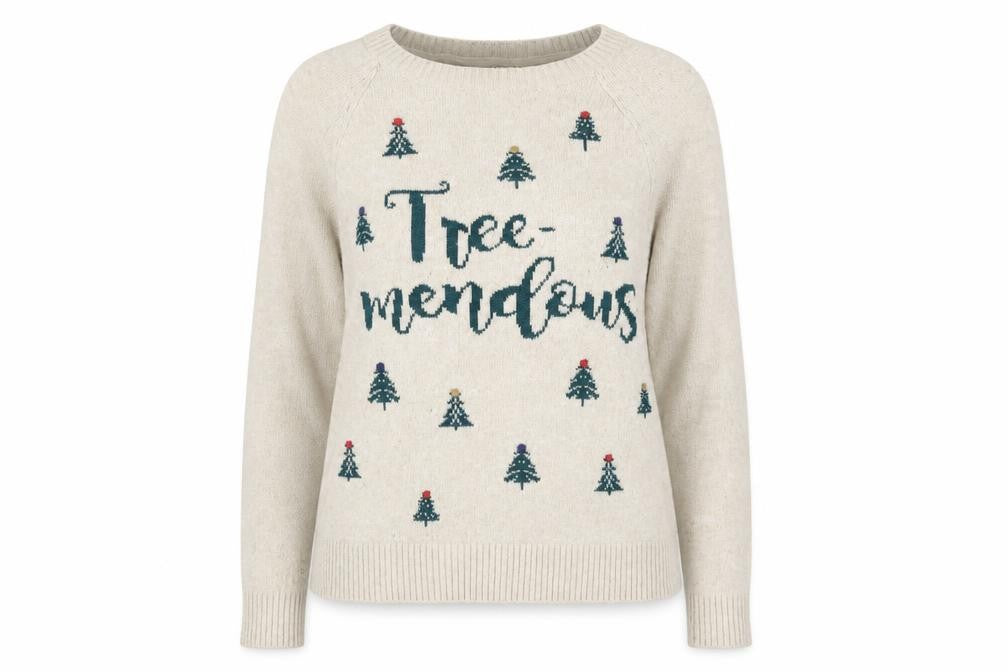 Fat Face Women's Beige Christmas Jumper Size 12 Pullover