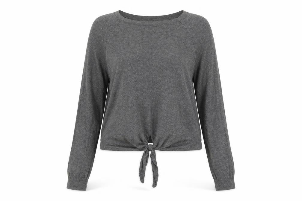 Next Women’s Grey Crew Neck Tie Hem Pullover Jumper Size 6