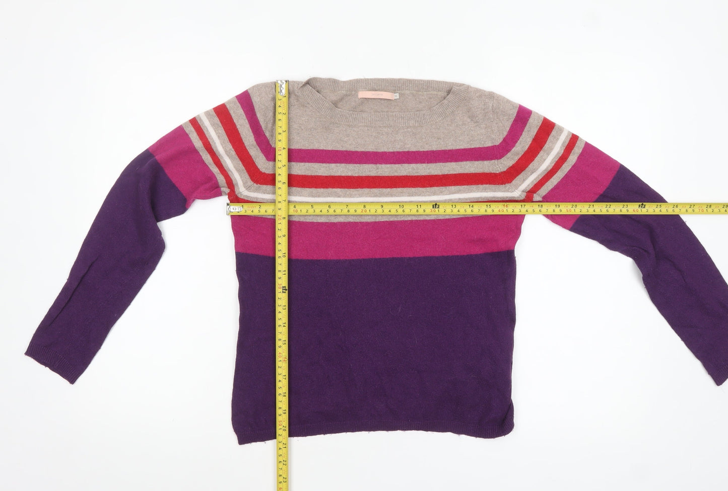 John Lewis Women’s Multicoloured Striped Crew Neck Pullover Jumper Size 10