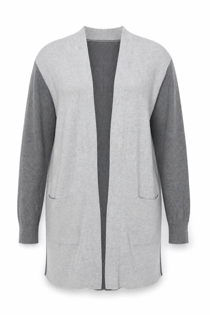 Marks & Spencer Women Grey Long Sleeve Open Knit Cardigan Size 14