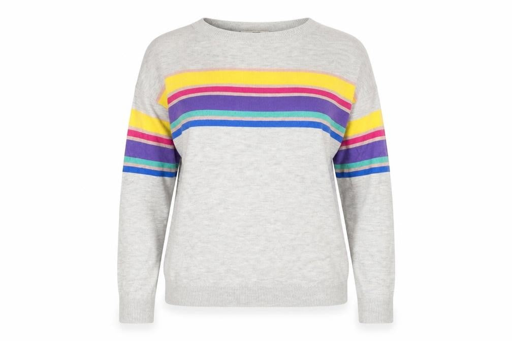 Next Womens Grey Rainbow Stripe Pullover Jumper Size 10