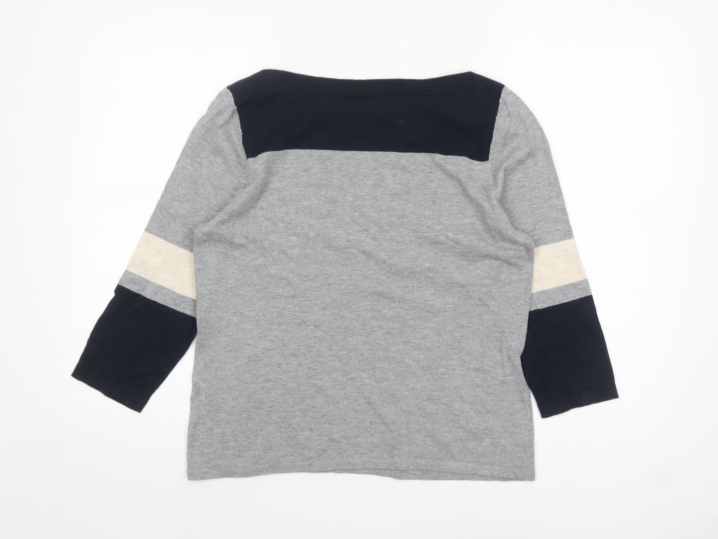Next Women Grey Boat Neck 3/4 Sleeve Cotton Jumper Size 14