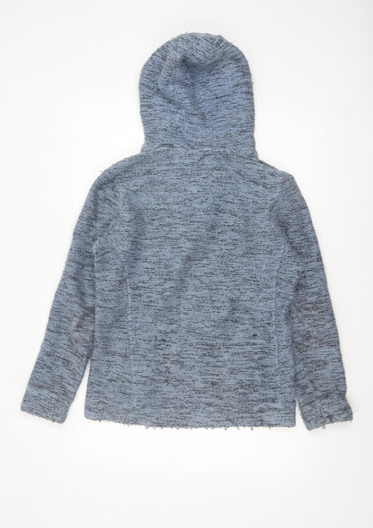 Weird Fish Blue Hooded 1/4 Zip Pullover Sweatshirt Size 10 Women