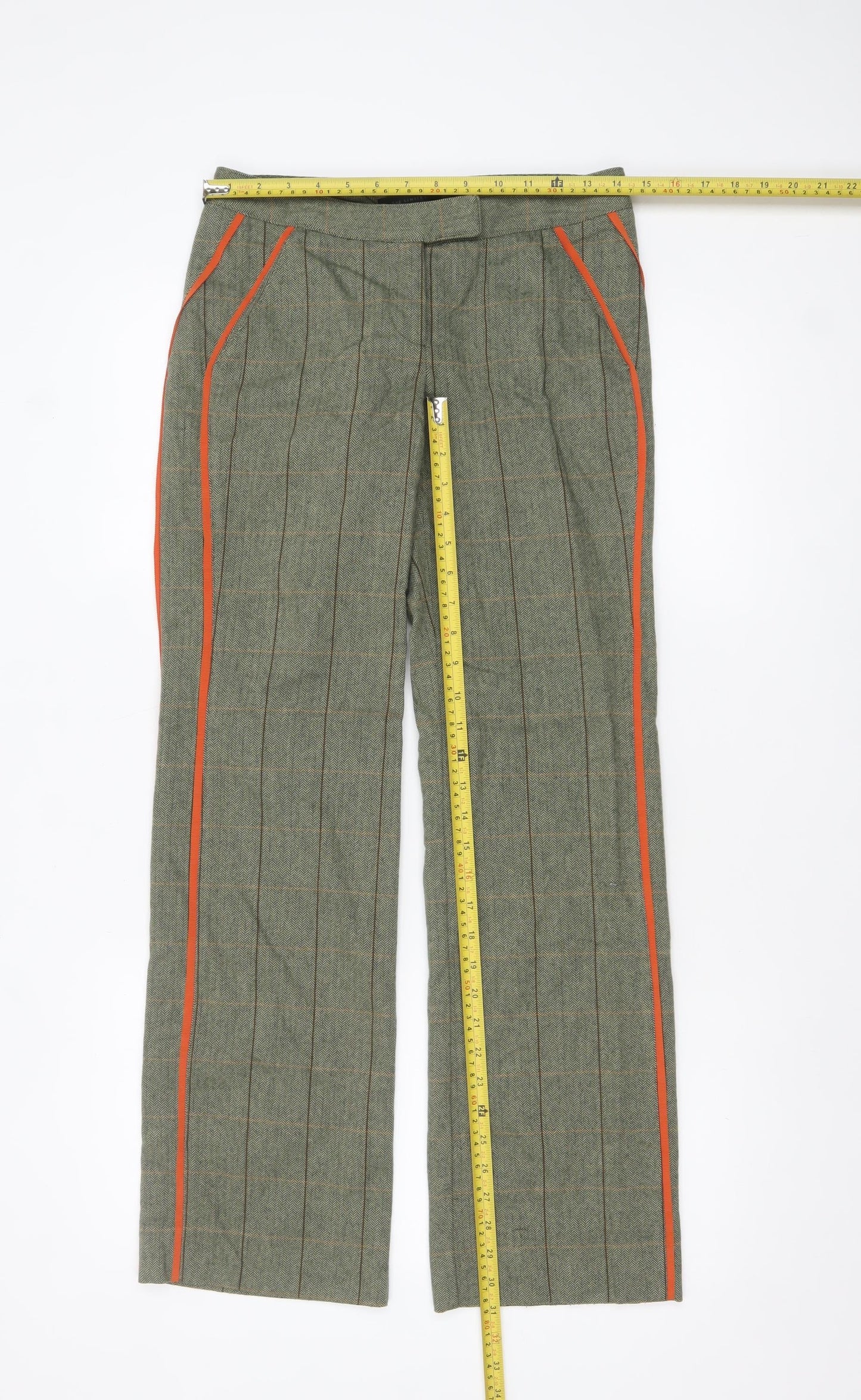 The Limited Women’s Green Check Wool Blend Tailored Trousers Size 6