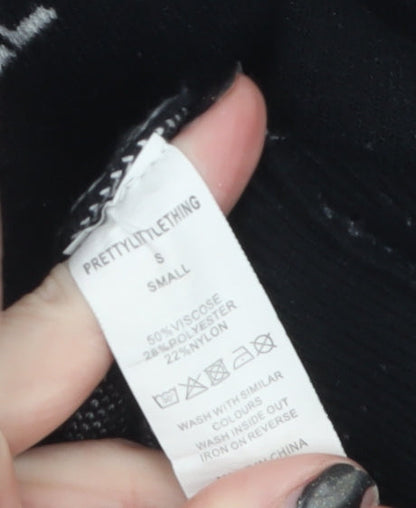 PRETTYLITTLETHING Women's Black Small Logo Print Pullover Jumper