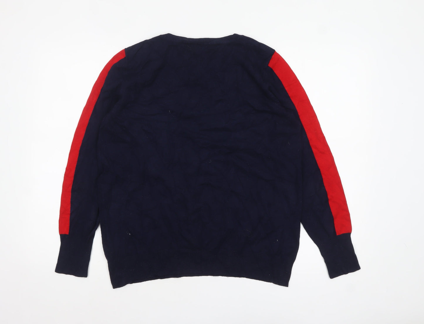 Wallis Women's Red & Navy Colour Block Crew Neck Jumper UK 18