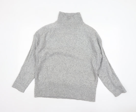 New Look Women Grey Roll Neck Long Sleeve Knit Jumper Size S