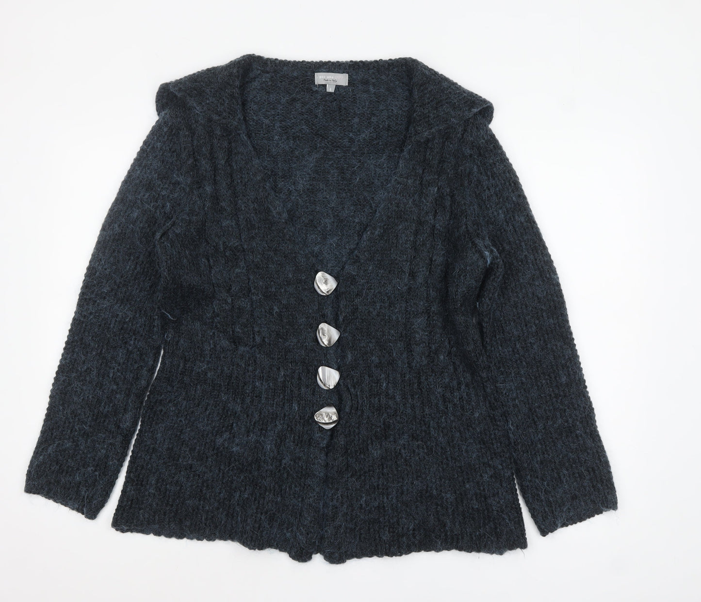 Marks and Spencer Women’s Grey Chunky-Knit Cardigan L V-Neck