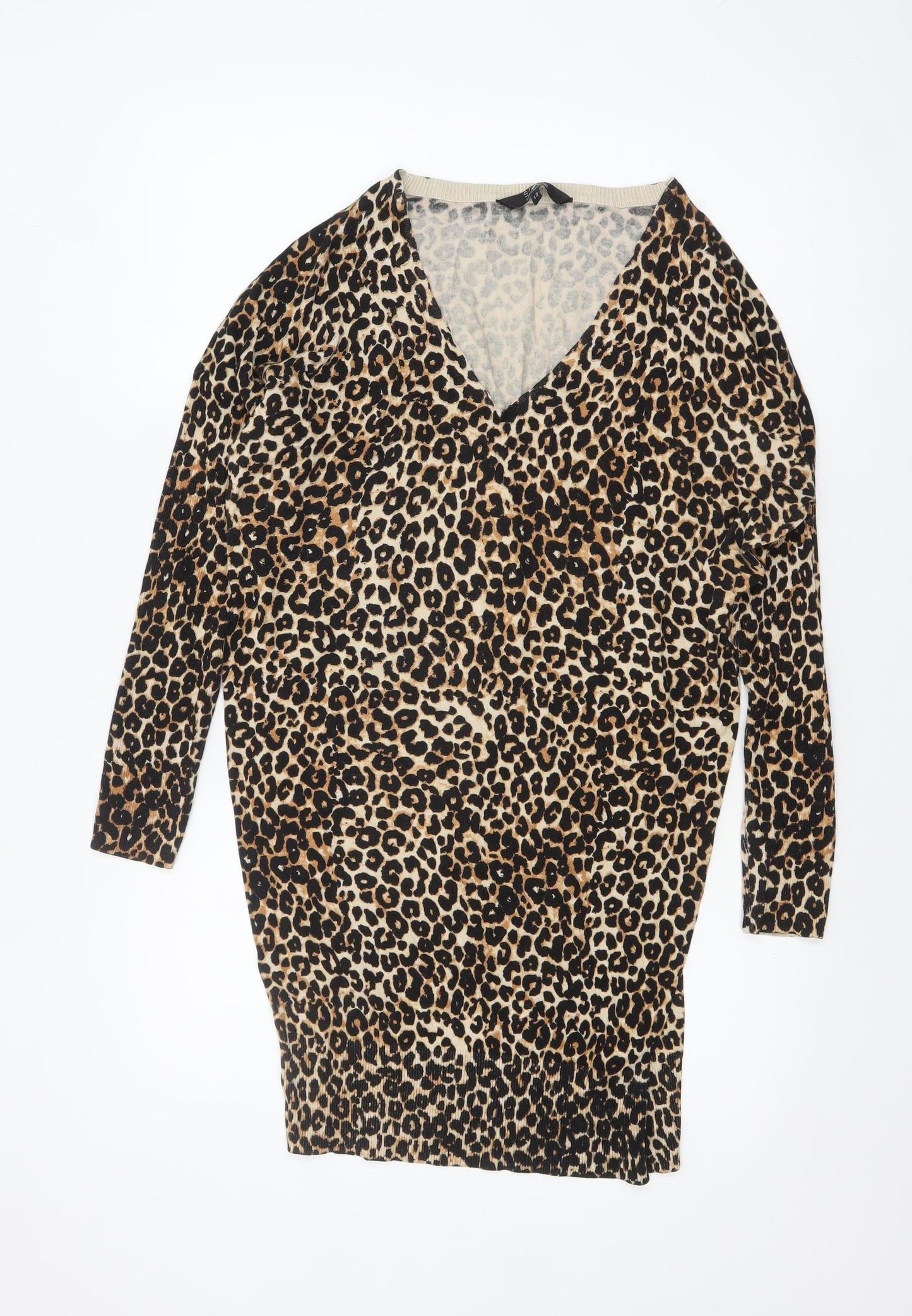 Star by Julien Macdonald Womens Leopard Print V-Neck Long Sleeve Jumper Size 12