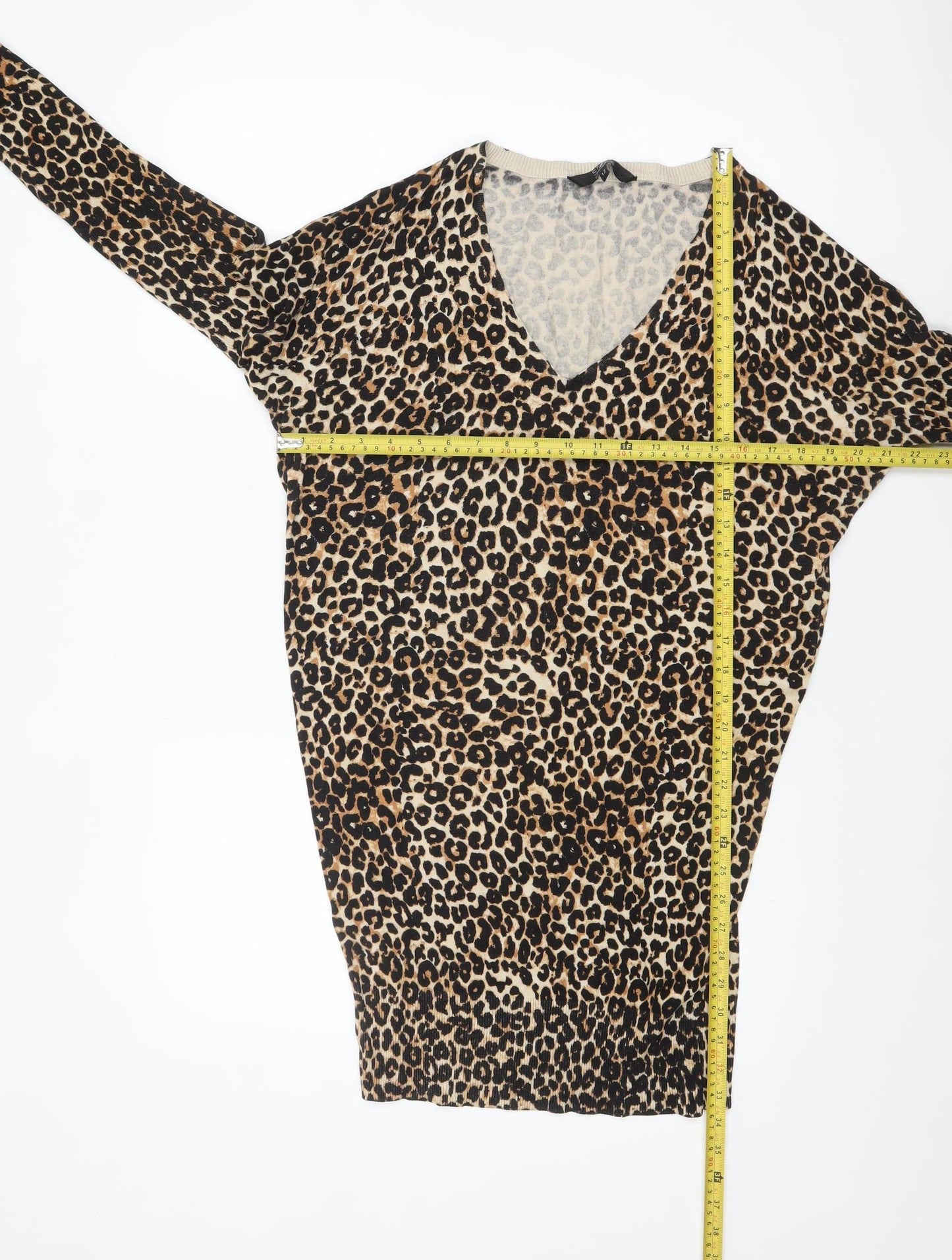 Star by Julien Macdonald Womens Leopard Print V-Neck Long Sleeve Jumper Size 12