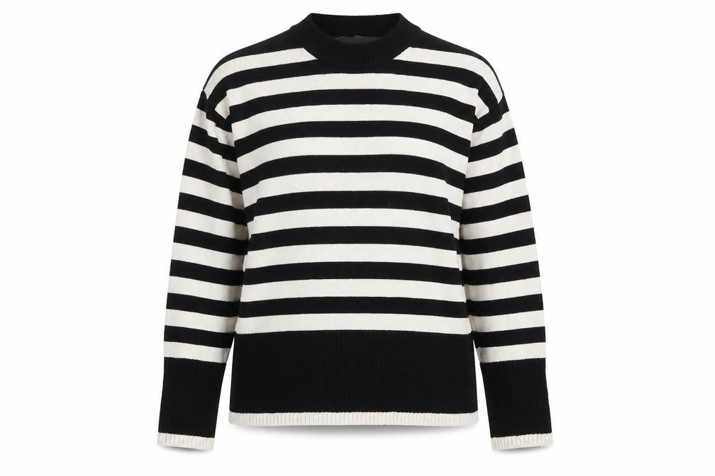 ZARA Women’s Black White Striped Crew Neck Knit Jumper Size 12