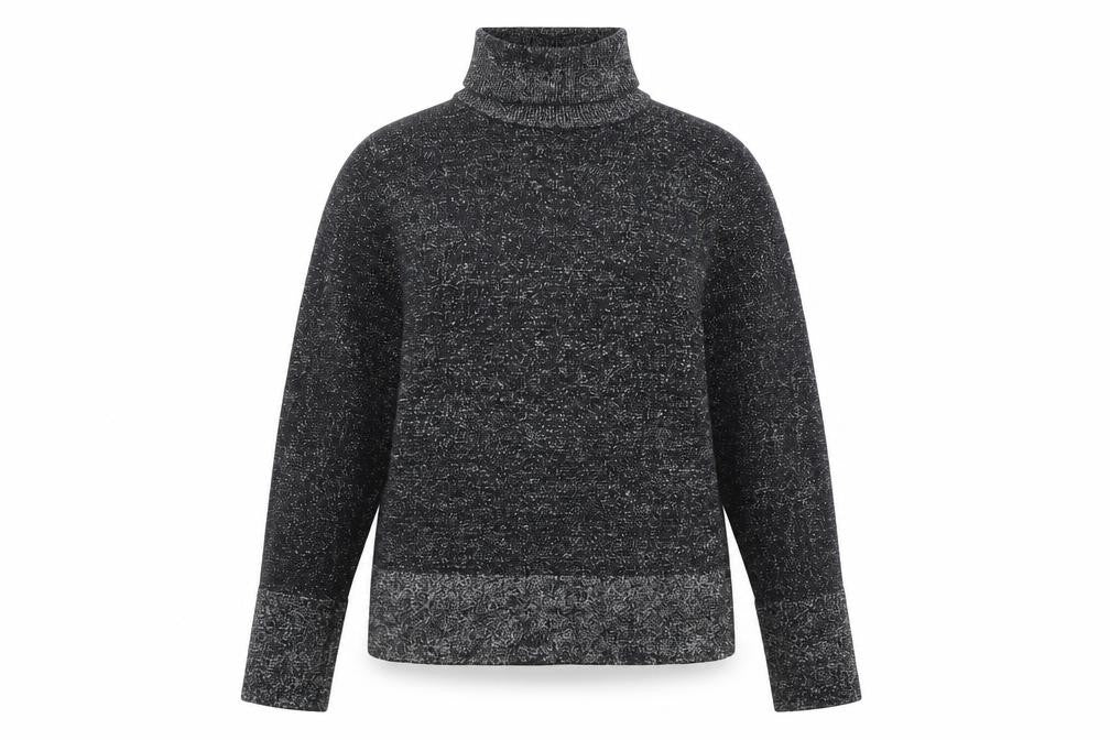 Tu Women Black Glitter Roll Neck Long Sleeve Pullover Jumper Size 10