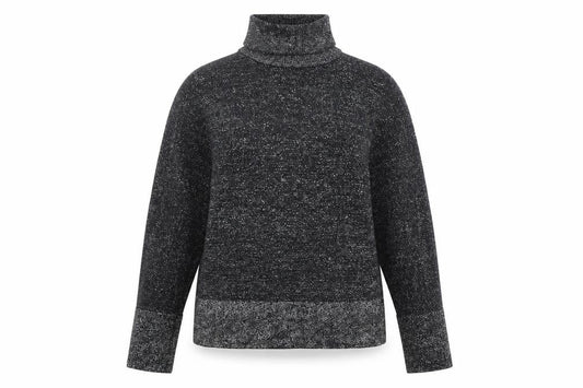 Tu Women Black Glitter Roll Neck Long Sleeve Pullover Jumper Size 10