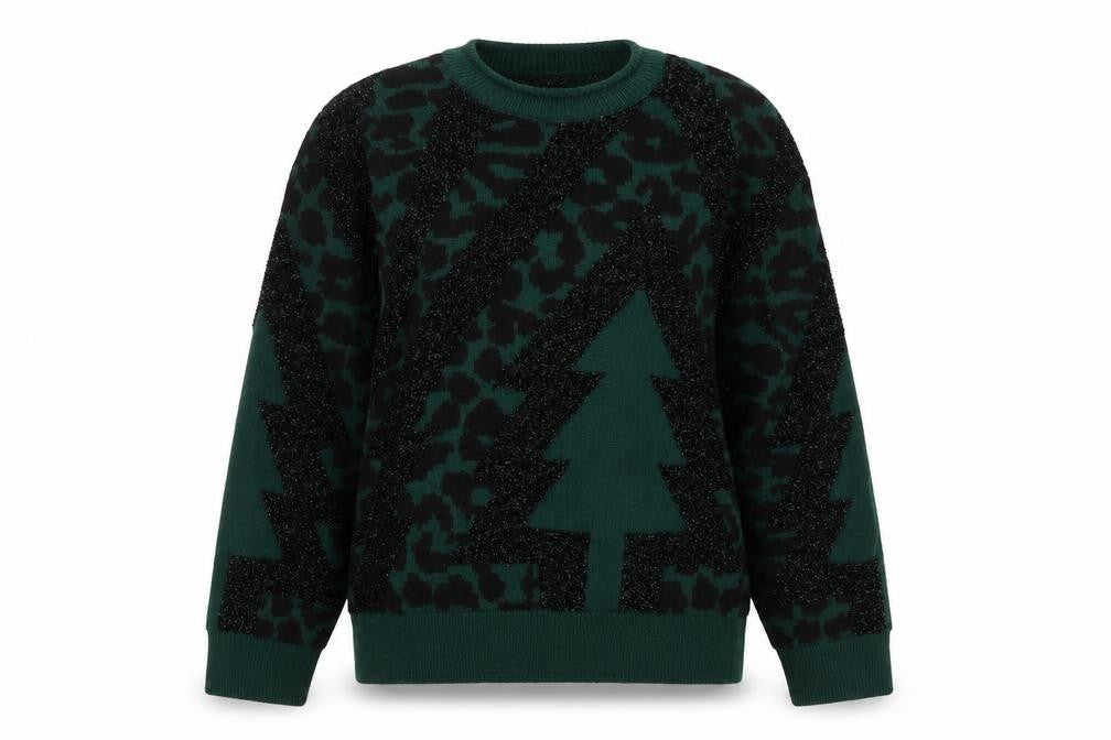 Next Women’s Green Christmas Tree Glitter Pullover Jumper Size S