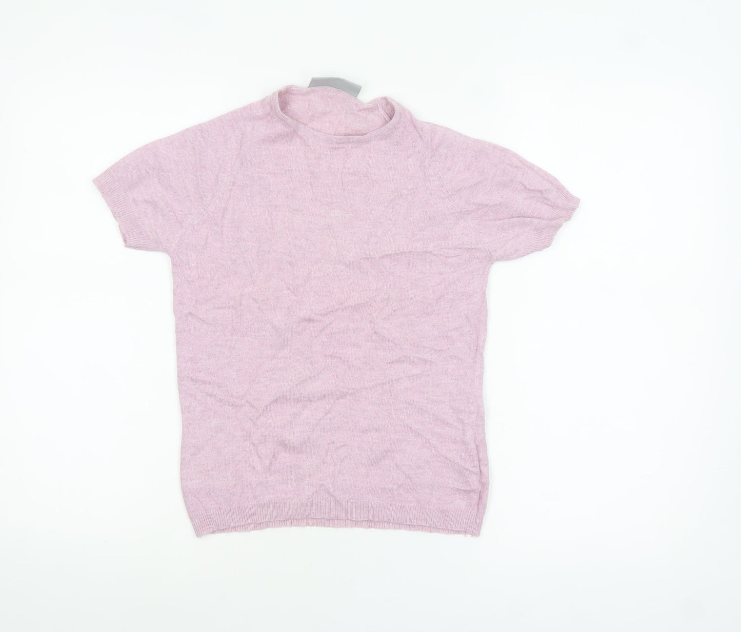 Wallis Women’s Pink Short Sleeve Mock Neck Cotton Blend Jumper Size 10