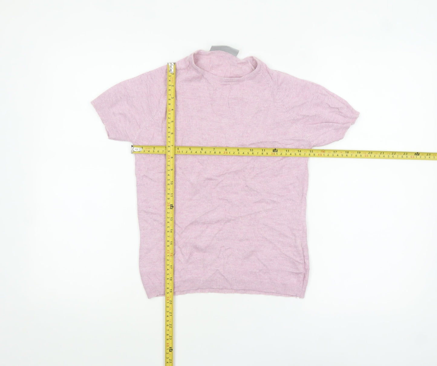 Wallis Women’s Pink Short Sleeve Mock Neck Cotton Blend Jumper Size 10