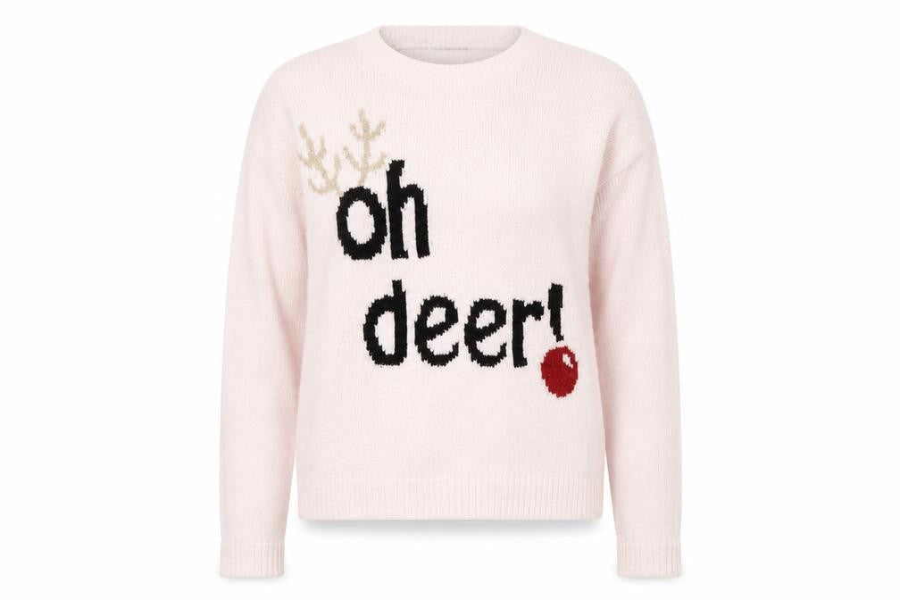 Tu Women Pink Christmas Pullover Jumper Size 14 Crew Neck