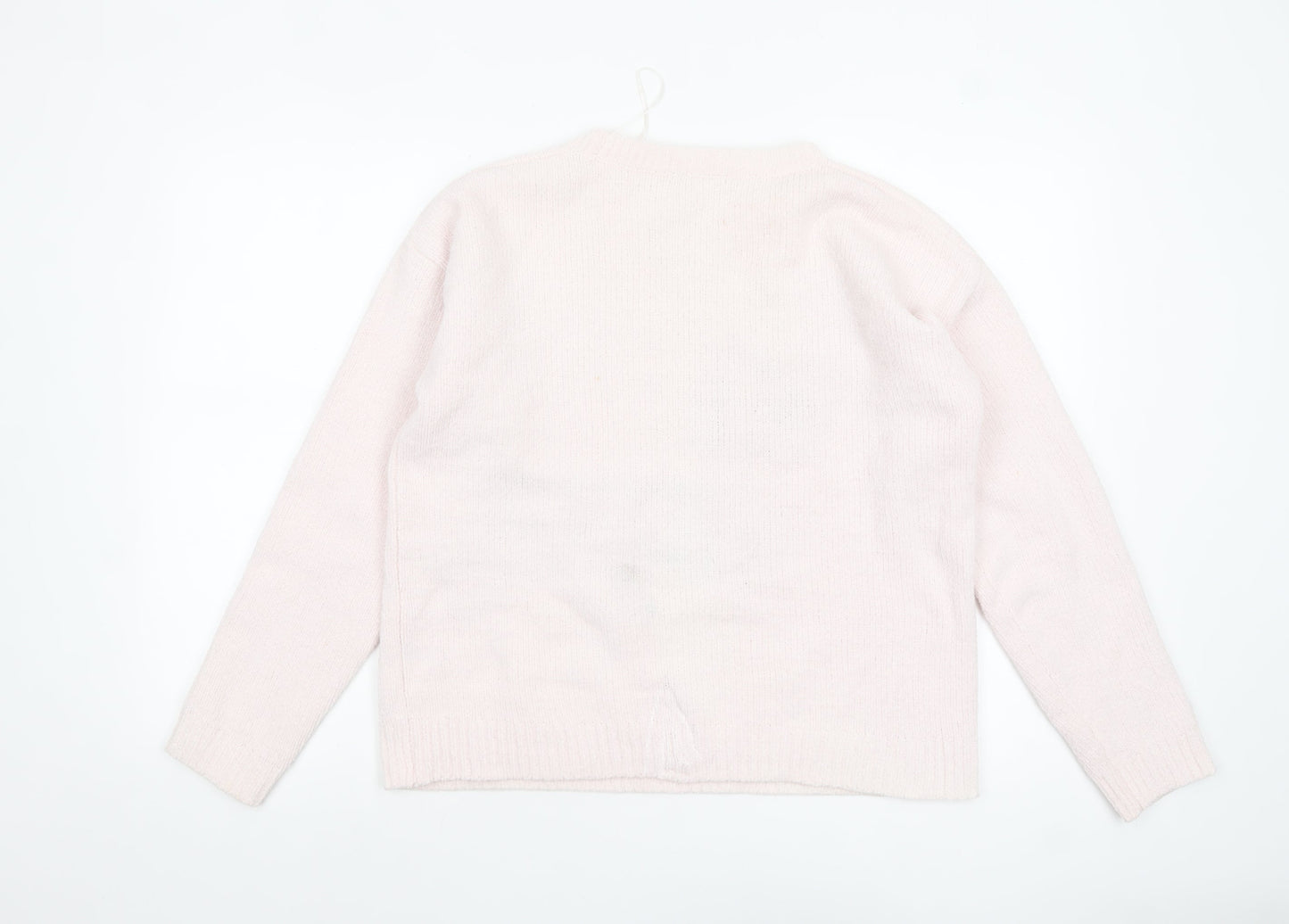 Tu Women Pink Christmas Pullover Jumper Size 14 Crew Neck