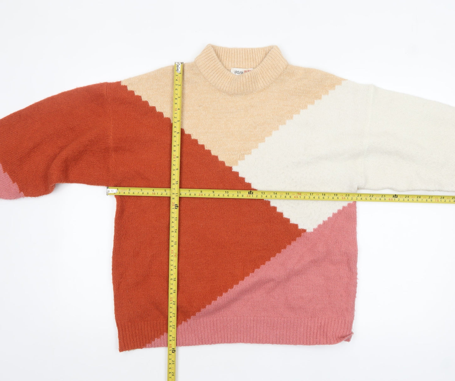 Urban Bliss Women’s Multicoloured Mock Neck Geometric Knit Jumper Size S