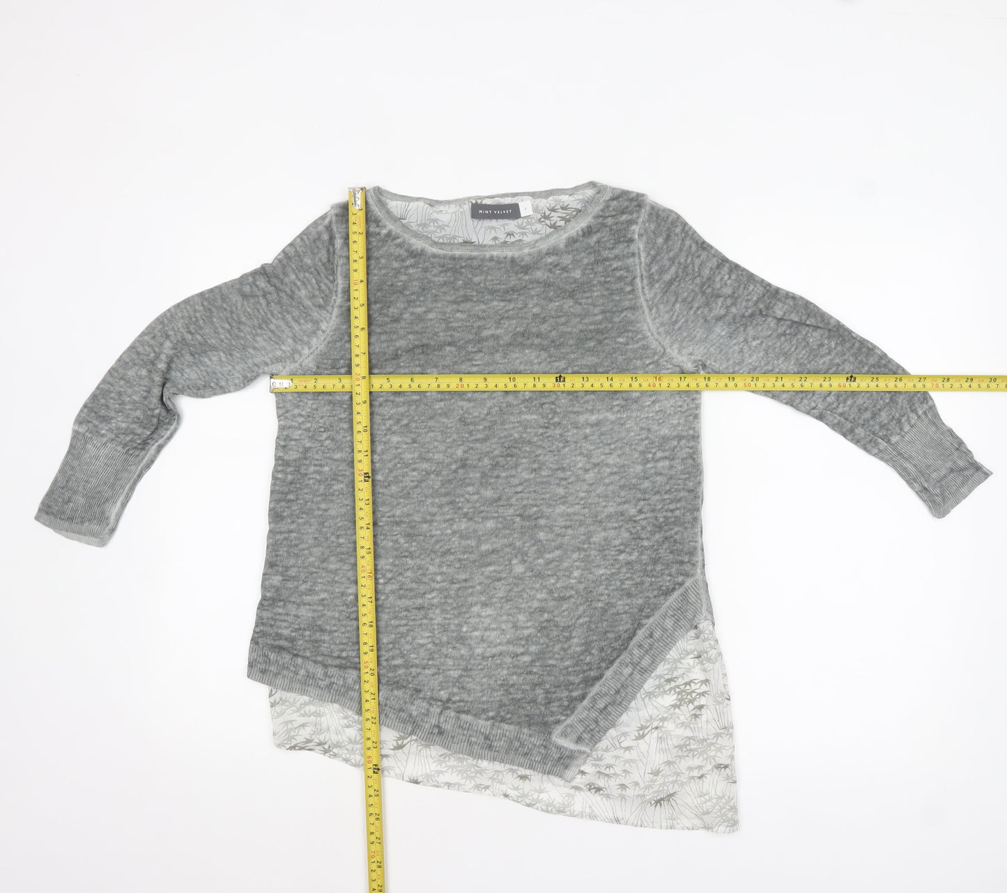 Mint Velvet Women’s Grey Asymmetric Linen Tunic Top Size 8