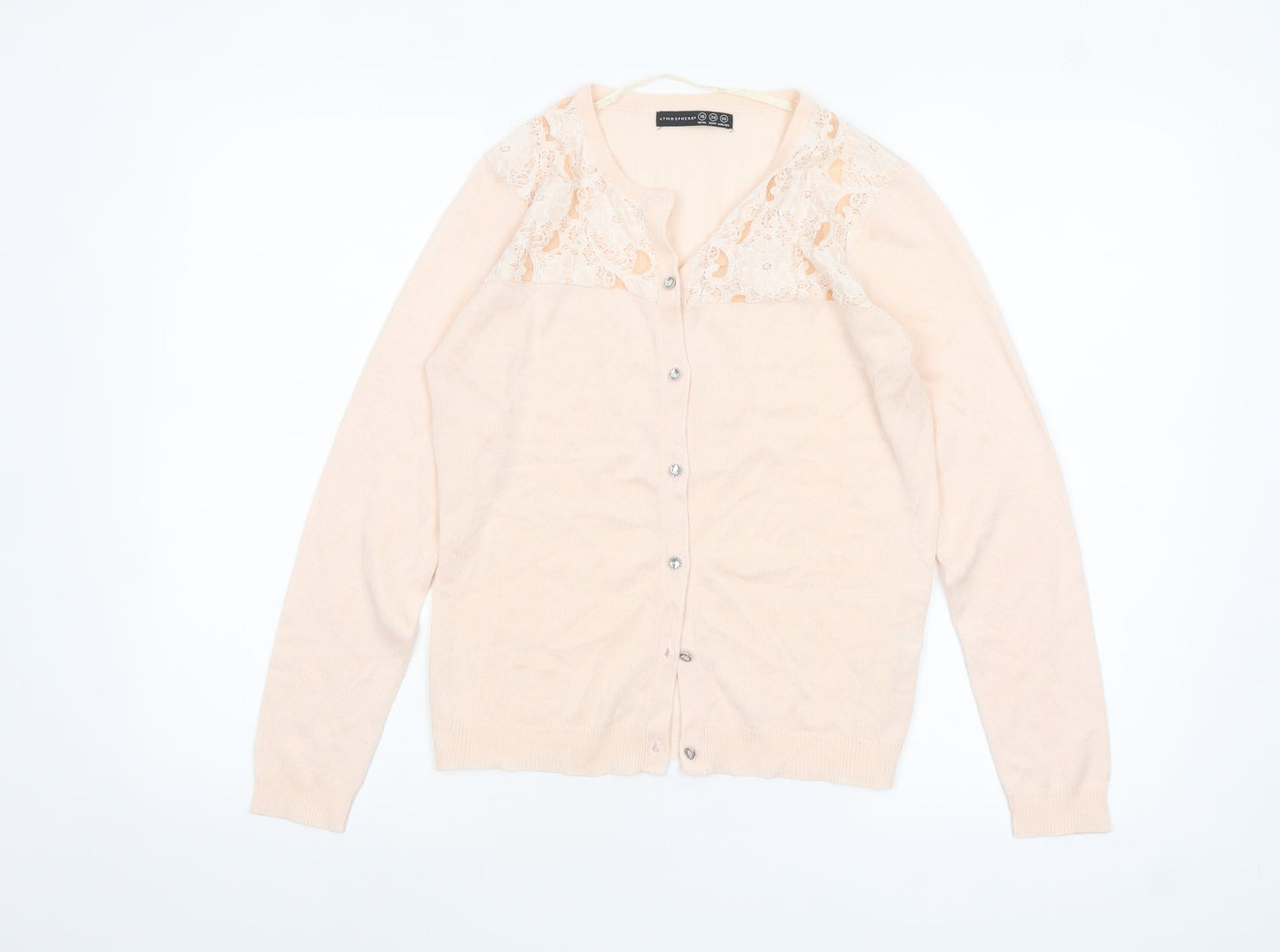 Atmosphere Womens Beige Lace Knit Cardigan Size 10