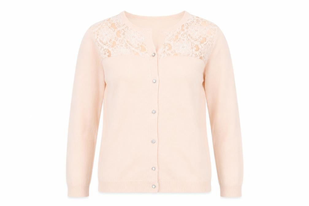 Atmosphere Womens Beige Lace Knit Cardigan Size 10