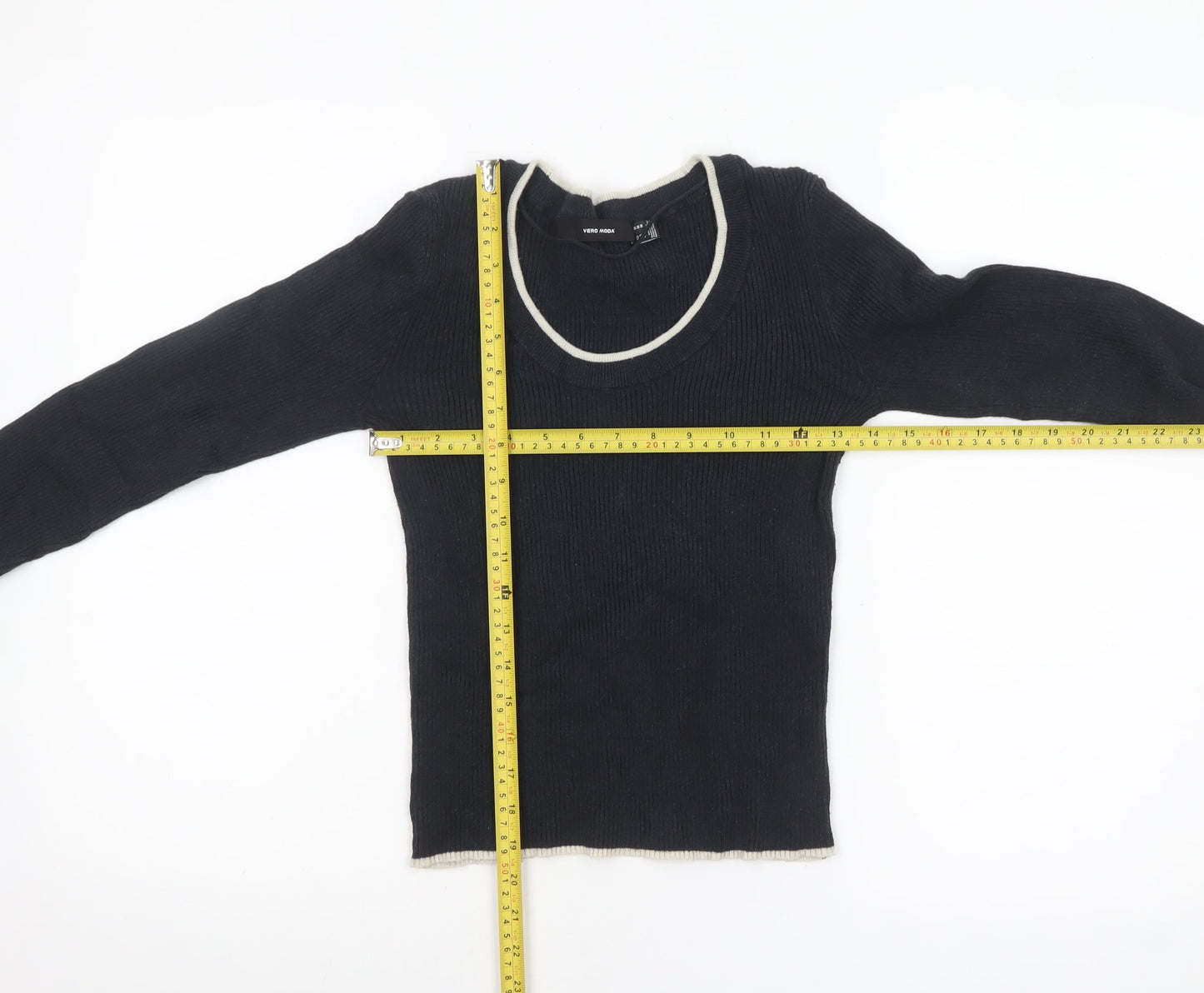 Vero Moda Women's Black Scoop Neck Long Sleeve Knit Jumper Size 12