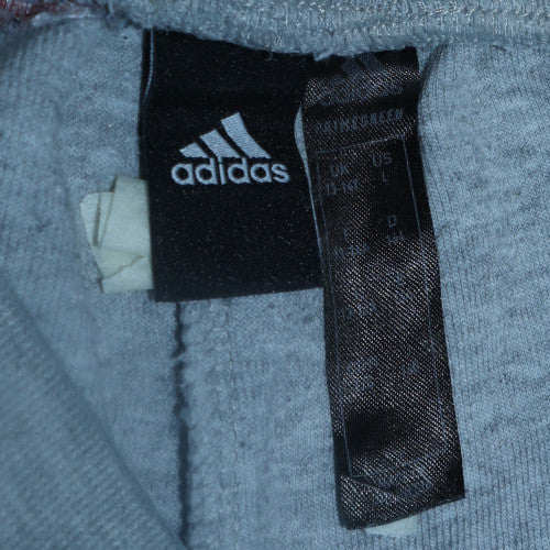 Adidas Boys Grey Jogger Trousers 13-14 Years Regular Fit Fleece Activewear